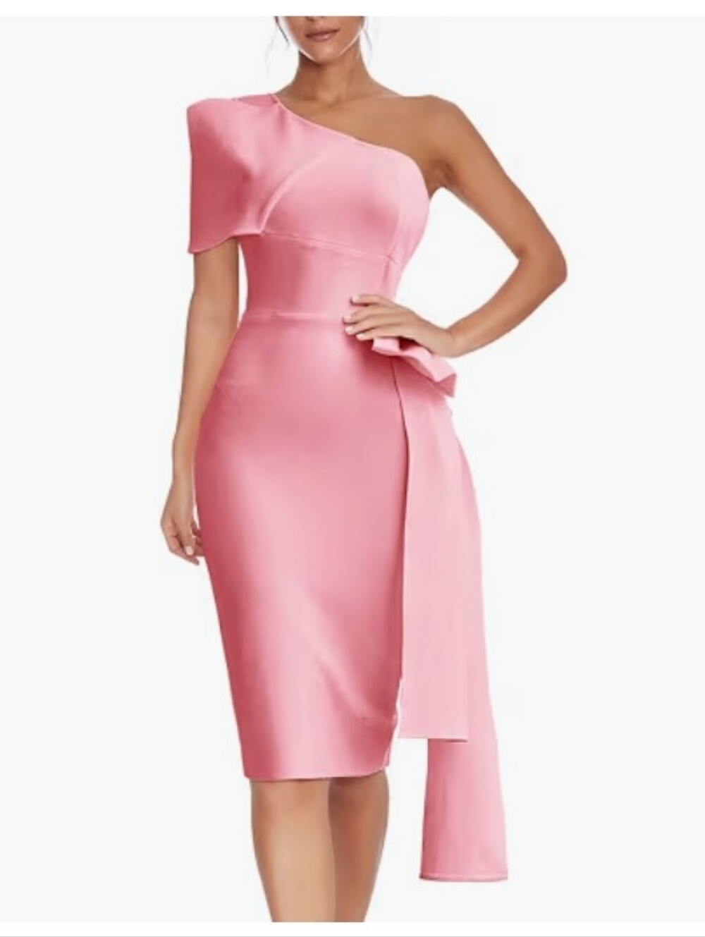 One Shoulder Bodycon Bandage Dress with Bowtie